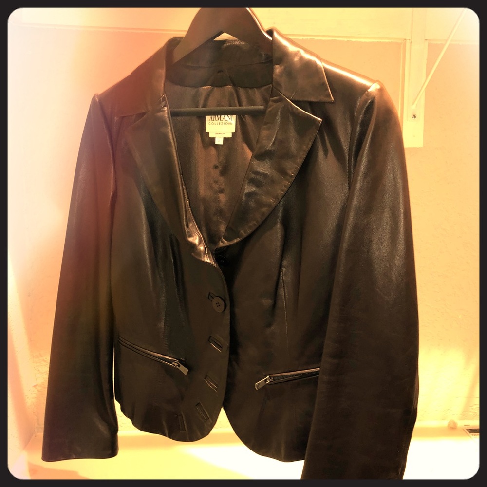 Armani Collezioni Brown Leather Blazer